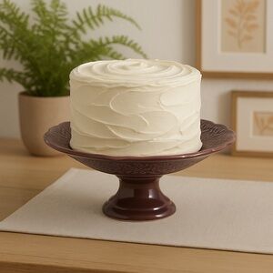 Vintage Ceramic Pedestal Compote Dish – Mulberry Purple